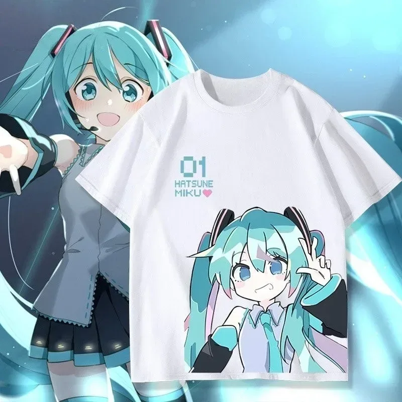 2026 Kawaii Miku T-Shirt Niedliches Vocaloid Anime Grafik-T-Shirt Lässiges Kurzarm-Oberteil für Teenager-Mädchen, Frauen und Männer