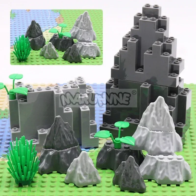 MARUMINE MOC Blöcke Bergsteinstein Dschungelgarten Bausteine DIY Teile Zubehör Kompatibel mit 6083 47847 6082 23996