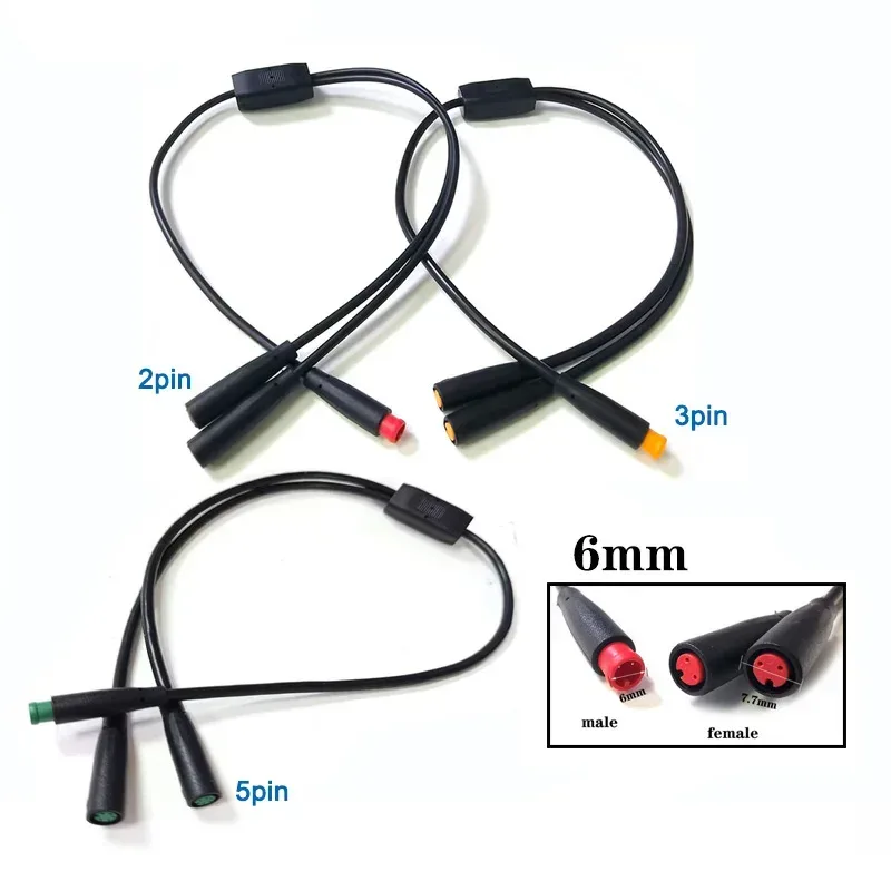 M6 6mm 1 Stecker auf 2 Buchsen Splitter-Verbinder 2/3/5-polig Wasserdichter Julet Elektrischer Steckverbinder für E-Bike Signalsensor