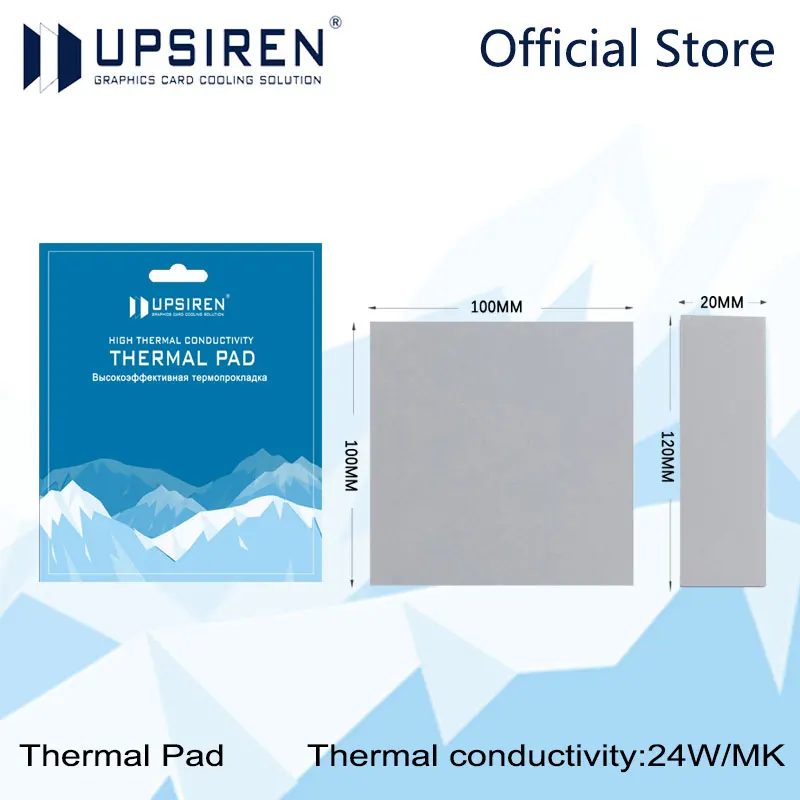 Upsiren 24W GPU CPU Kühlkörper Kühl Leitfähiges Silikonpad 100x100/120x20mm Hochwertiges Original Authentisches Wärmeleitpad