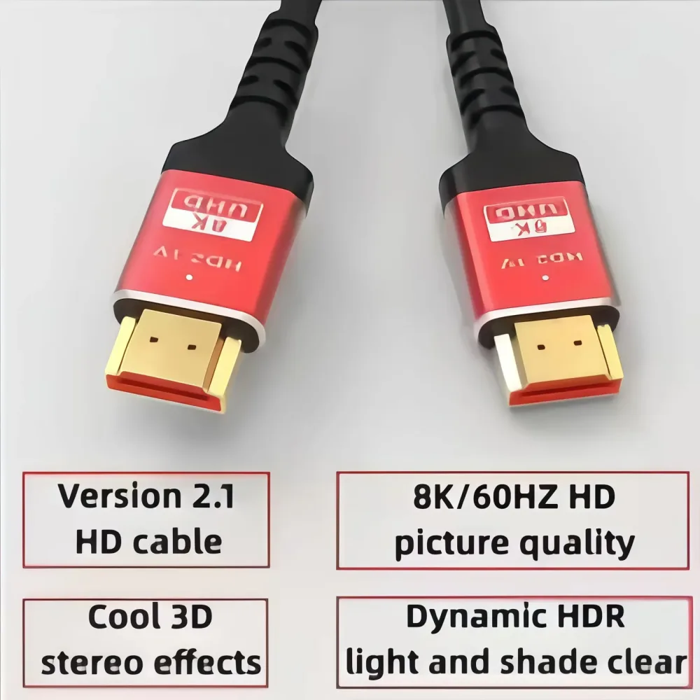 8K Ultra-High-Speed-HDMI-Kabel 2.1, 48 Gbit/s 1 m/1,5 m/2 m, unterstützt 8 K bei 60 Hz, 4 K bei 120 Hz, eARC und Dolby Vision, kompatibel mit PS5