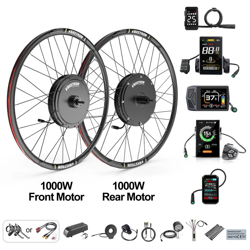 Varstrom 48V 1500W 1000W Leistungsstarkes Hinterrad Vorderrad 26'' 27,5'' 29'' Elektrofahrrad Umbausatz Ebike Nabenmotor Kit
