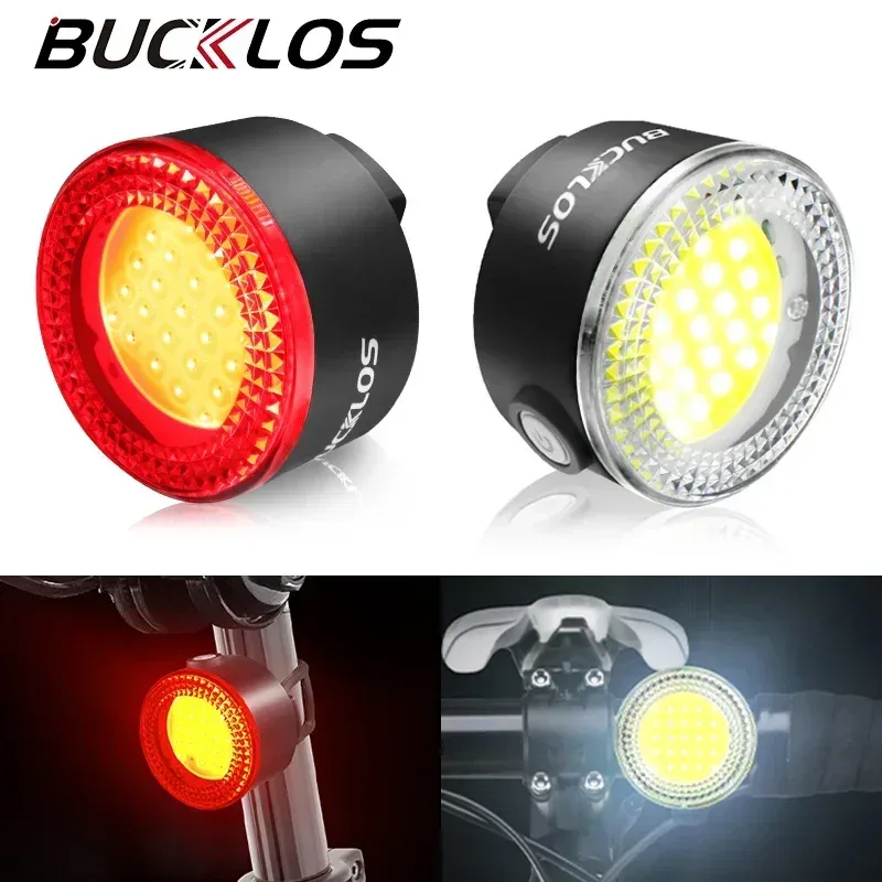 BUCKLOS Fahrrad Licht COB Vorne Hinten Fahrrad Lichter LED Wiederaufladbare Mountain Road Fahrrad Lampe MTB Rücklicht Radfahren Taschenlampe