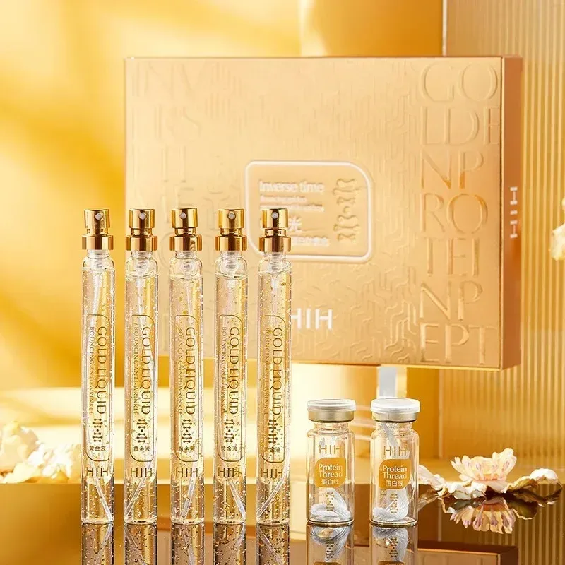 Lösliche Face Lifting Threads Collagen Facial Essence Protein Peptide Gold Silk Wire Face Serum für Anti-Aging Firming Skin