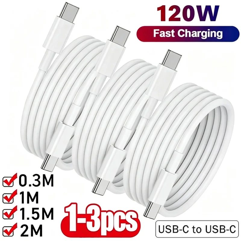 1-3 Stück 120W Dual USB-C zu Typ-C Superschnelles Lade- und Datenkabel für iPhone17 Samsung Huawei Schnellkabel Übertragungskabel 1m/1,5m/2m