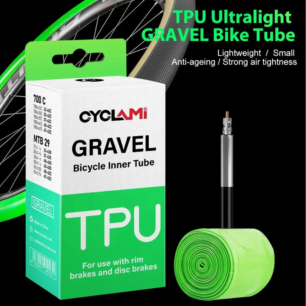 CYCLAMI Ultraleicht Rennrad MTB 29 Fahrrad TPU Innenrohr Reifen Französisch Ventil FV 45mm Für Gravel 700C 32C 35C 37C 40C 47C Super Licht