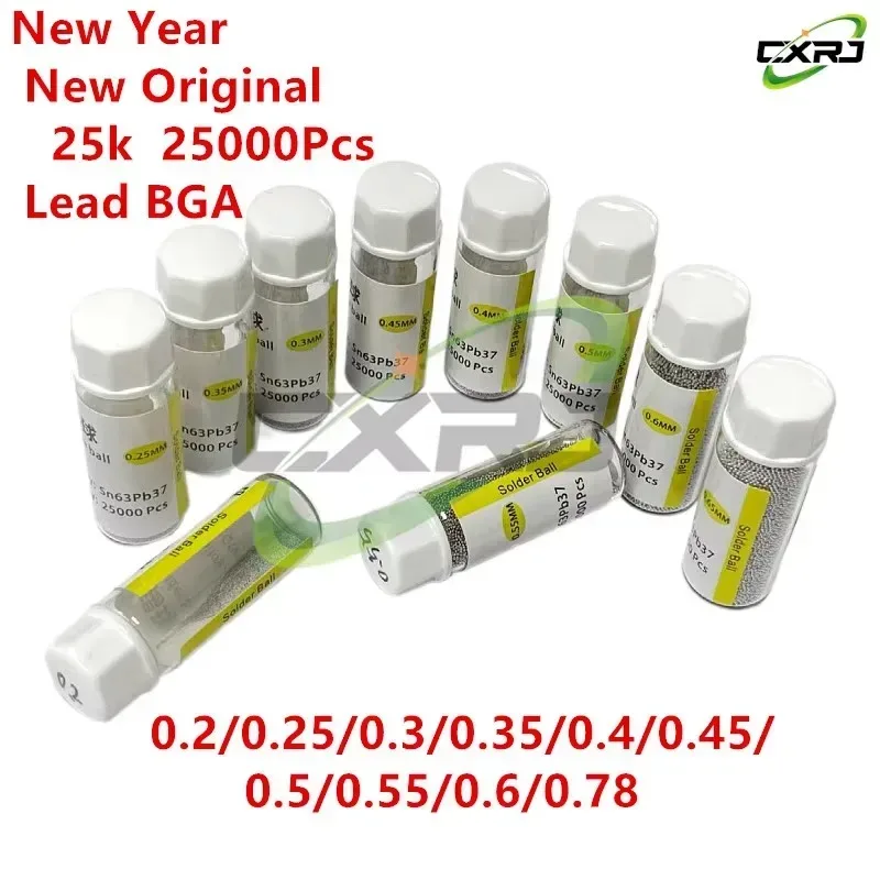 BGA-Lötkugeln, BGA-Reballing, Löten, Schweißgeländer, Kugelkugeln, 0,2/0,25/0,3/0,35/0,4/0/45/0,5/0/55/0,6/0,64 mm, 25 K