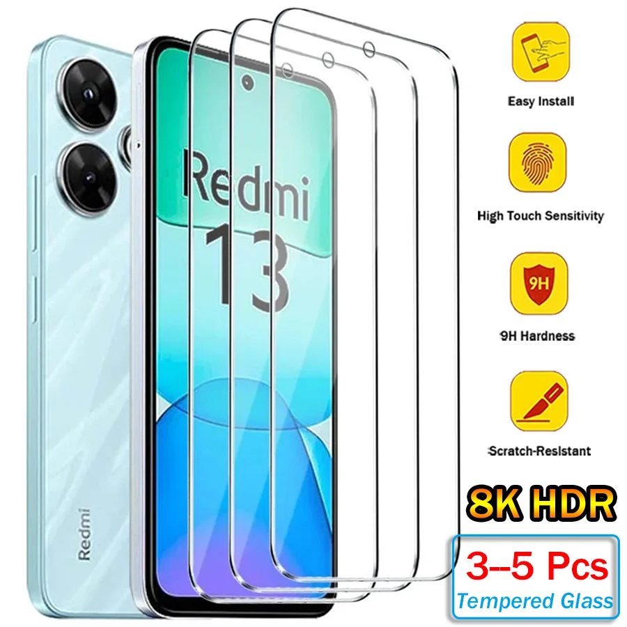 3/5Pcs Gehärtetem Glas Für Xiaomi Redmi Hinweis 13 12 Pro Screen Protector Für Redmi Hinweis 13 12 13C 12C Abdeckung Glas Schutz Film