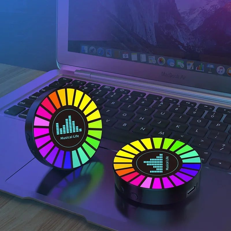 1 Stück Aromatherapie-Magnet-Tonabnehmerlampe, bunter Umgebungsluftfrischer, runde RGB-Lichter, wiederaufladbar, für Auto-Luftauslass oder Zimmer