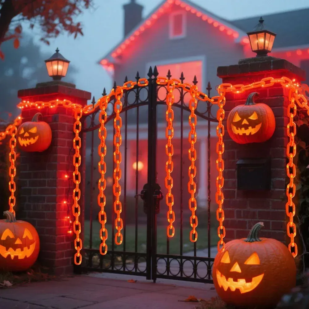 Halloween-Kunststoff-Kettenlichter, Requisiten, Ketten mit 8 Beleuchtungsmodi, Lichterketten für Skelett, Hund, gruselige Outdoor-Dekorationen