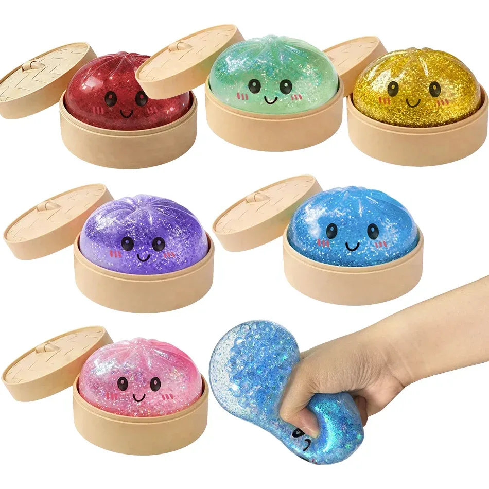 HOT Realistisches Riesen-Knödel-Quetschspielzeug mit Bambus-Dampfgarer, weicher TPR-Teigball, Entspannungs-Fidget-Spielzeug, kreatives lustiges Geschenk