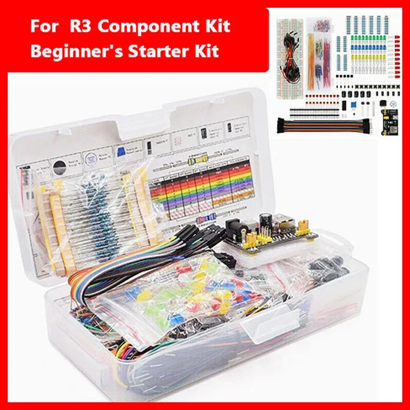 Elektronische Komponenten Elektrolytkondensator Widerstand LED 830-Loch-Breadboard-Kit MB-102 für UNO R Component Pack Anfängerstart