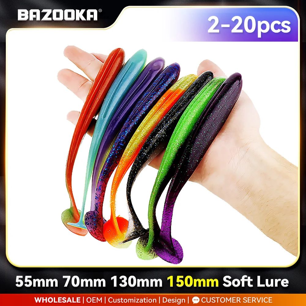 Bazooka 100mm 150mm Großer Angelköder Wurm Silikon Easy Shiner Shad T Tail Soft Bait Ice Wobbler Swimbait Pesca Bass Pike Winter
