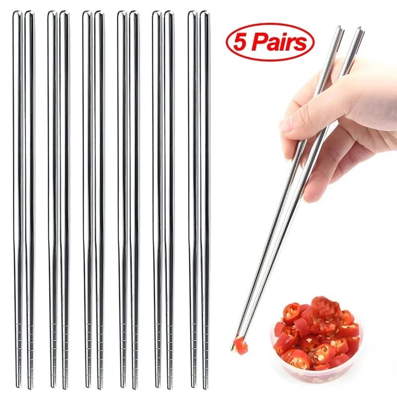 2/5/10 Pairs Chinesische Stäbchen Edelstahl Nicht-slip Sushi Essstäbchen Koreanische Japanische Lebensmittel Metall Sticks Küche geschirr Set
