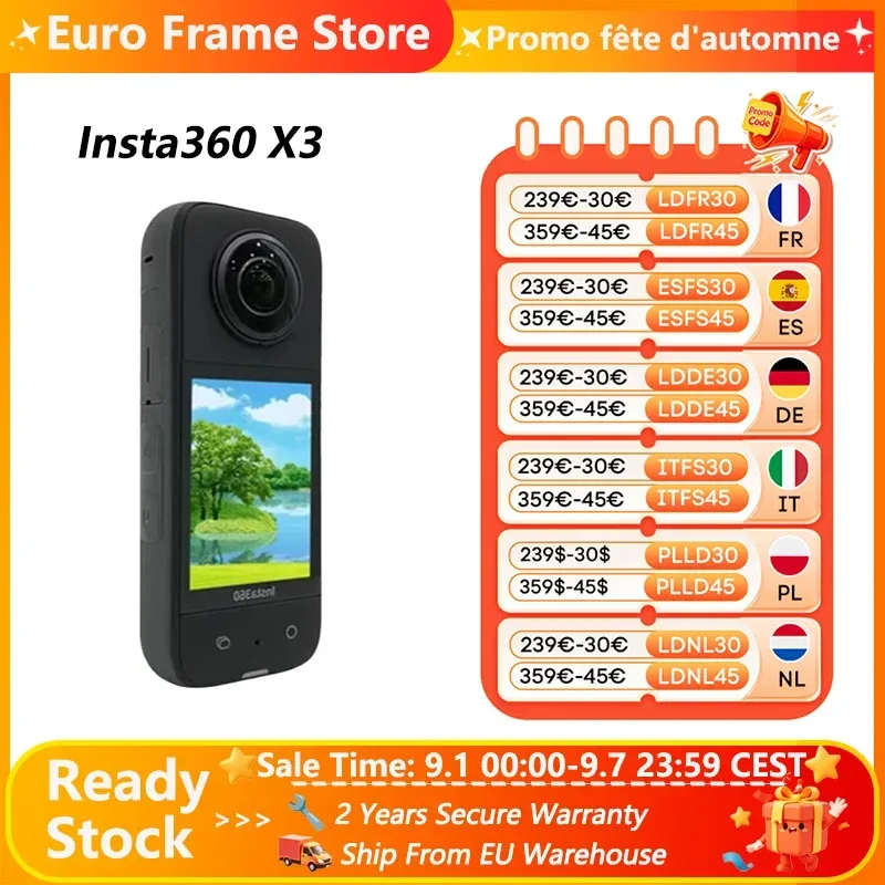 Insta360 X3 ? robuste Action-Kamera mit 1/2-Zoll-48MP-Sensoren, 5.7K Active HDR-Video, 72MP-Foto, 4K-Einzelobjektiv Insta360 X3 Kamera