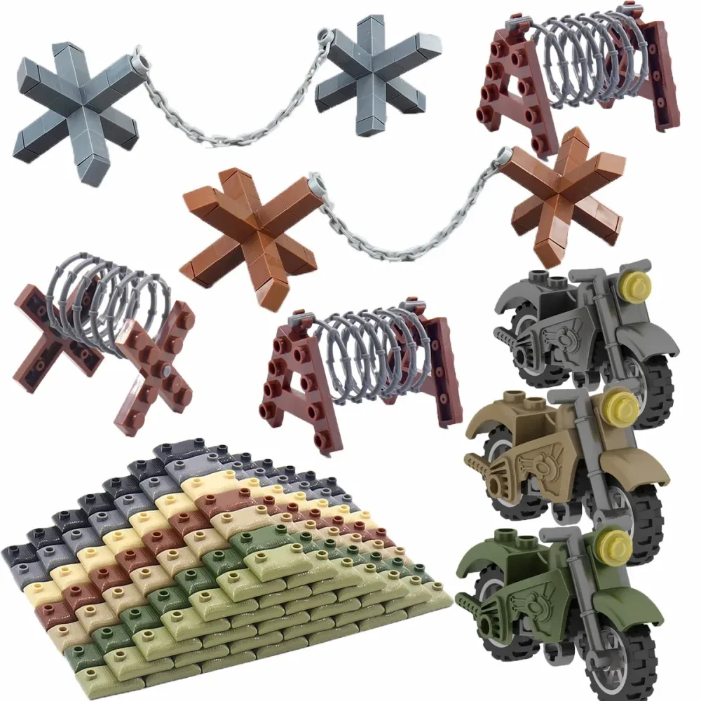 MOC Military Base & City Street Barrier Bausatz ? Modularer Stacheldrahtzaun, Straßensperre und Kontrollpunktsteine