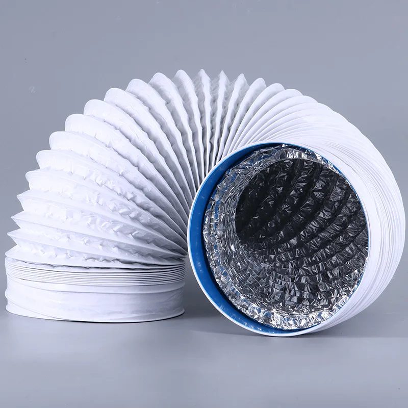 ?150/160 mm/170 mm PVC-Aluminiumfolien-Lüftungsrohr, weißer flexibler Verbundschlauch, skalierbares Rauchrohr, Küchenabluftventilator