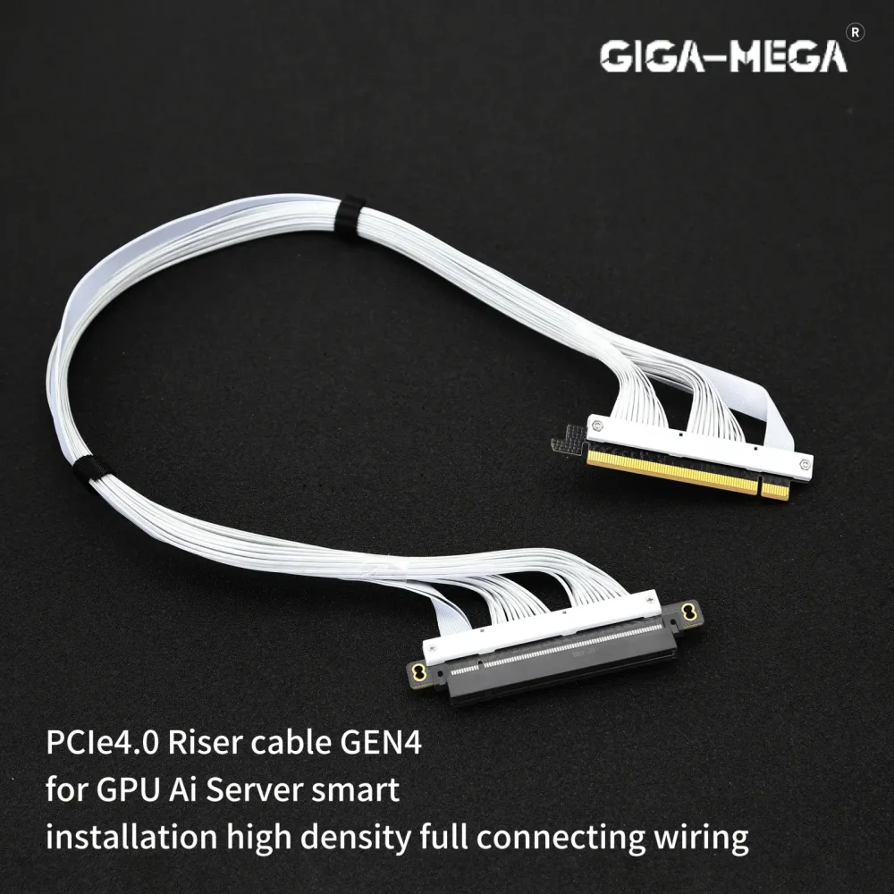 PCIe 4.0 X16 GPU Riser-Kabel Gen4 PCI Express Grafikkarten-Verlängerungskabel Hochgeschwindigkeits-Abschirmung Flexibel für AI-Server-PC