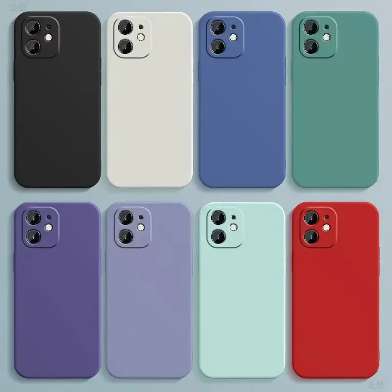 Candy Color Silikon Soft Case für iPhone 11 12 13 Mini 14 15 16 Plus 16e 17 Air Pro Max stoßfeste Kamera Schutzhülle