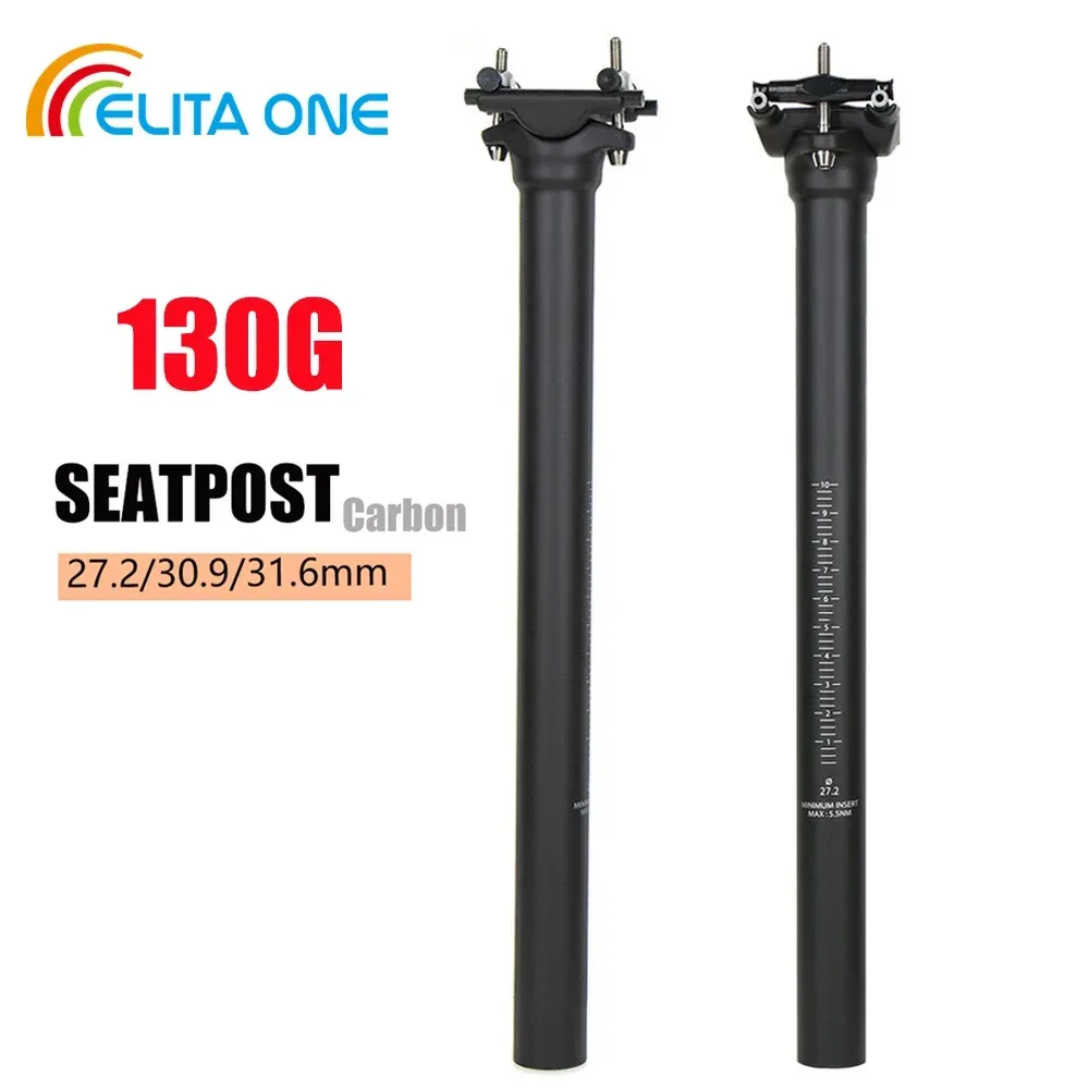 ELITA ONECarbon Sattelstütze 27,2/30,9/31,6 mm MTB/Straßen-Biike-Sattelstütze aus Kohlefaser, Titanschrauben, leichtes 130 g Sitzrohr