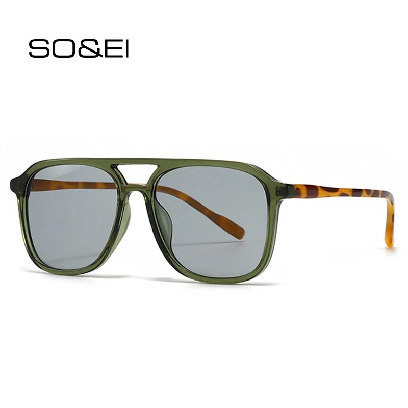 SO&EI Retro Doppel Brücken Männer Quadratische Sonnenbrille Mode Blau Grün Shades UV400 Frauen Trend Gradienten Sonnenbrille