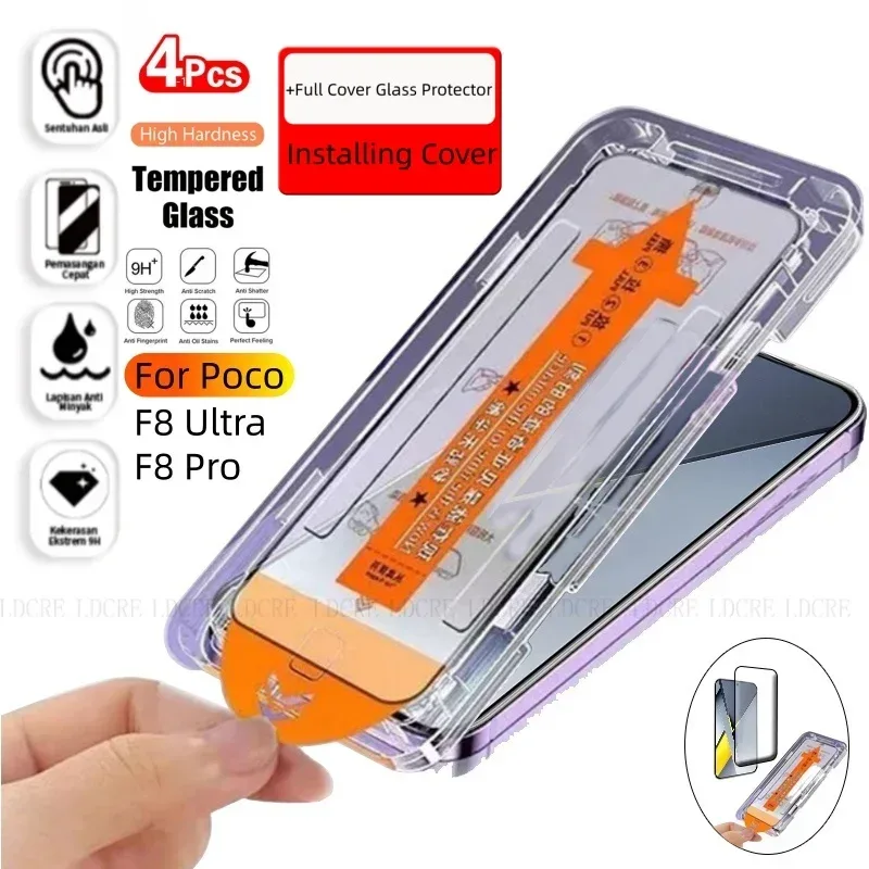 4/3/2/1Pcs Für Poco F8 Ultra Glas Poco F8 Pro Gehärtetes Glas Staub freies 9H Volle Abdeckung Screen Protector Xiaomi Poco F8 Ultra Pro