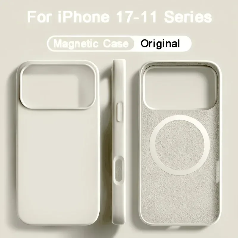 Magnetische Flüssigsilikonhülle für MagSafe für iPhone 17 16 15 14 13 Pro Max 17Pro Air 16Pro ? Kabellose Ladefunktion, weiche Schutzhülle