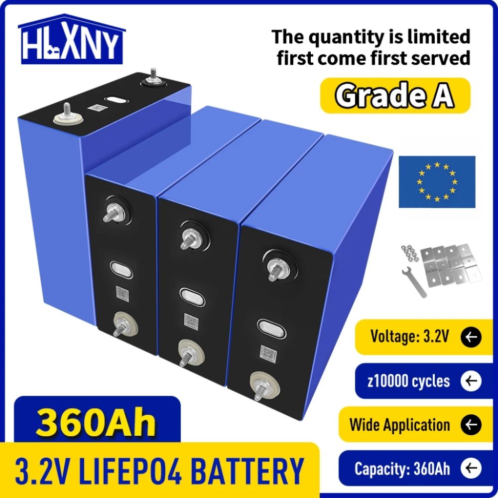 LiFePO4-Akku, 3,2 V, 360 Ah/320 Ah, Klasse A, brandneu, mit Lagern in der EU und den USA. Für Camping, Wohnmobile, Anhänger, Yachten, Golfcarts, Gabelstapler und Solaranlagen