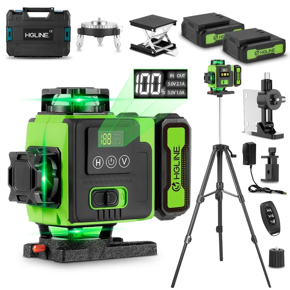 HGLINE 16 Linien/4D Laser-Nivelliergerät Professionelles Bau-Laser-Nivellierwerkzeug 360° °   Selbstnivellierende Horizontale und Vertikale Nivelliermaschine