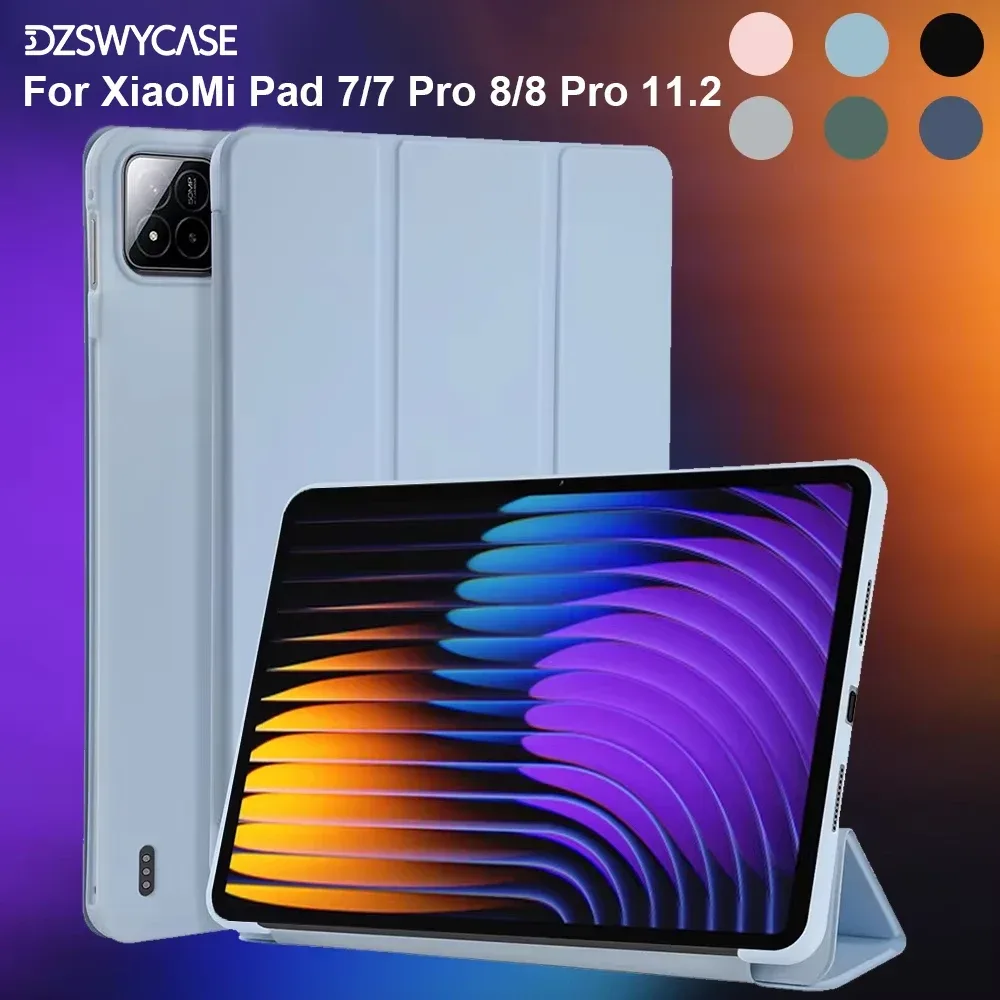 Hülle für Xiaomi Pad 7/7 Pro (11,2 Zoll, 2024), für Xiaomi Pad 8/8 Pro (11,2 Zoll, 2025), hintere dreifach faltbare Ständer-Schutzhülle für Tablets