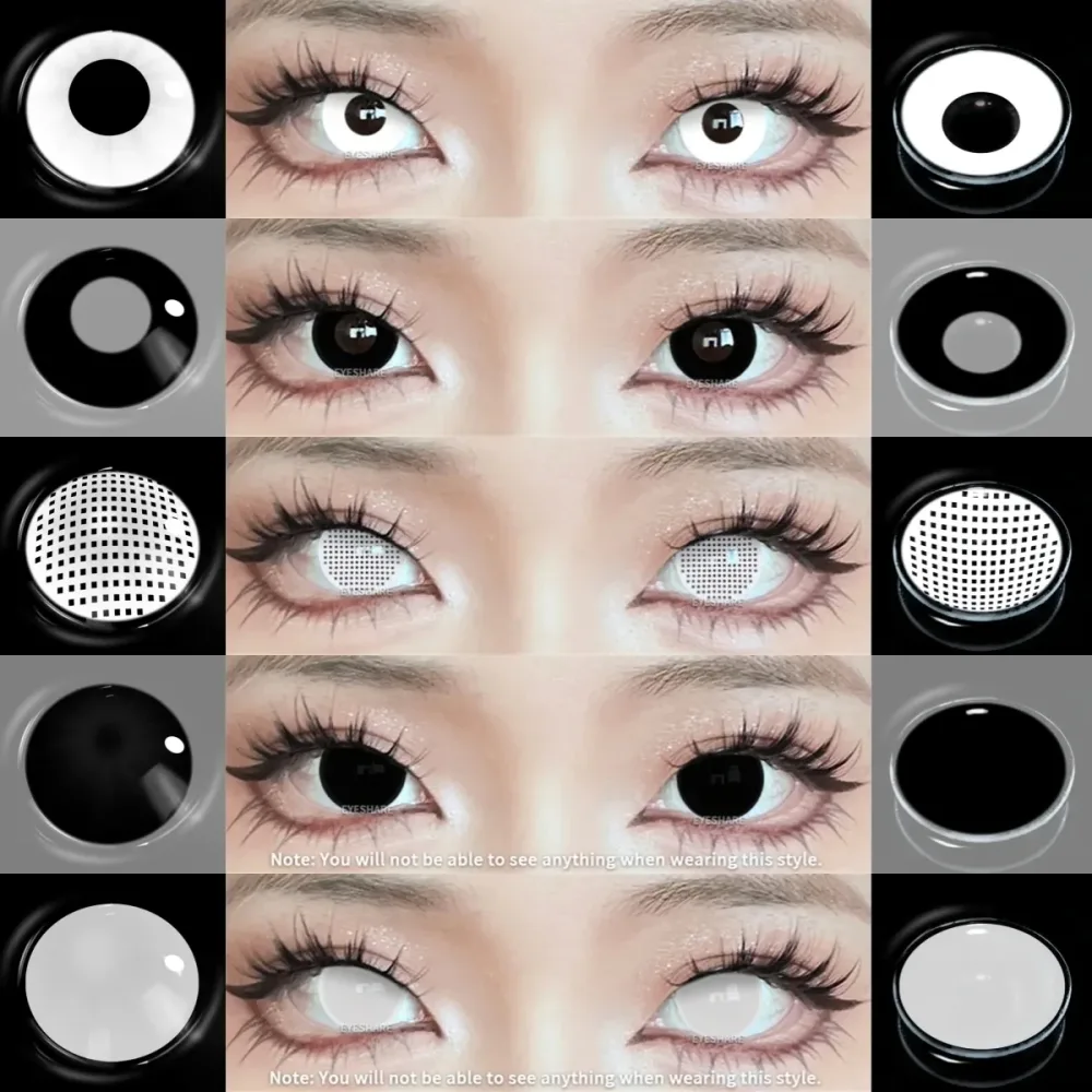 EYESHARE Cosplay Weiß Farbige Kontaktlinsen 2 stücke Crazy Red Kontaktlinsen Anime Schwarz Augenlinsen Halloween Schönheit Make-Up Objektiv