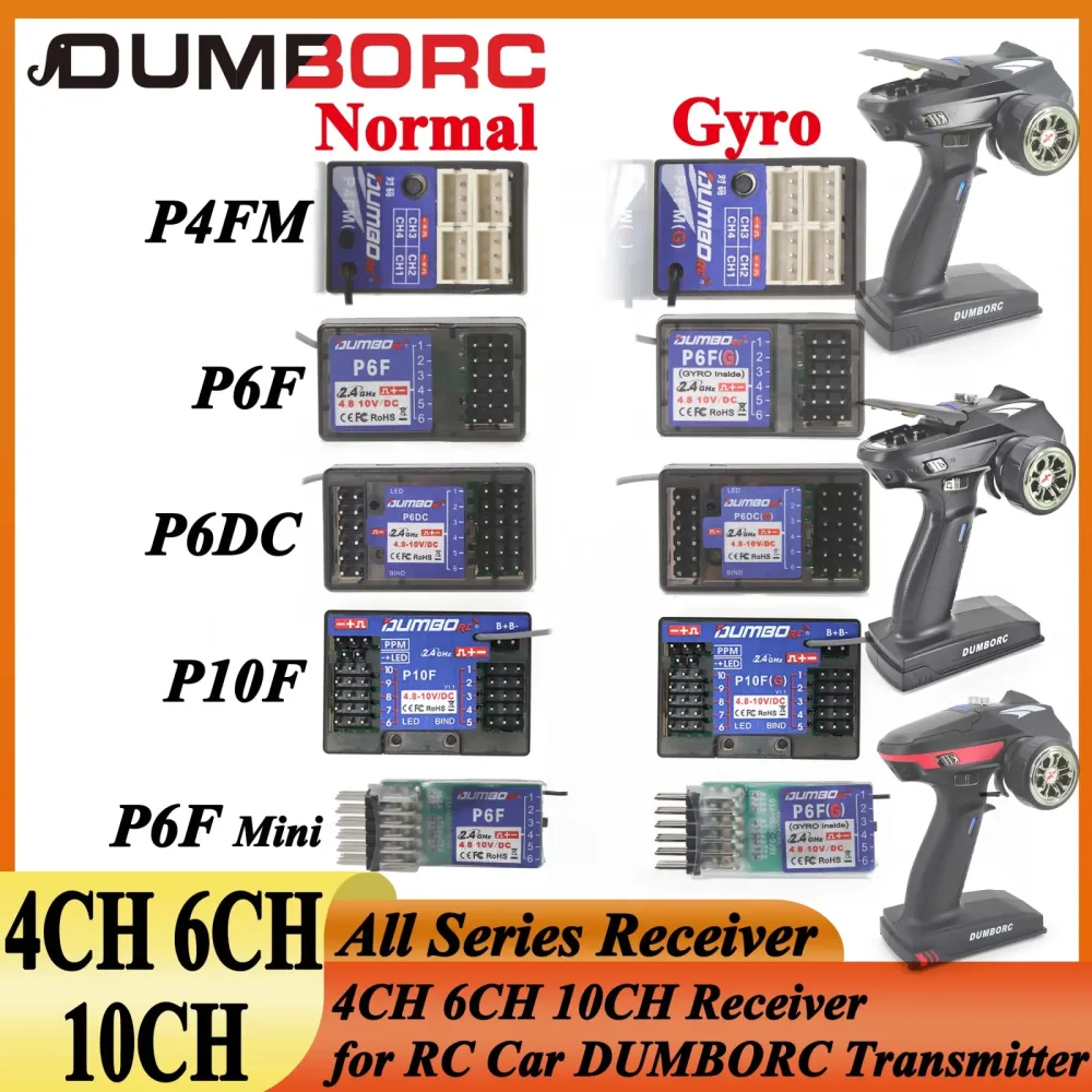 DUMBORC P6DC P10FG P4FMG P6FG MINI Empfänger 4CH 6CH 10CH 10 Kanal Gyro 4,8-10 V Spannung Rückkehr für X4 X6 DDF-350 RC Auto Boot