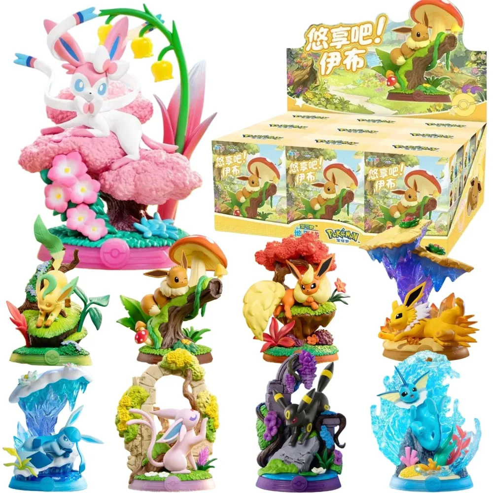 Original Funism Pokémon Eevee Familie Blind Box Flareon Umbreon Sylveon Anime Sammlerfigur Schreibtischdekoration Halloween Geburtstag