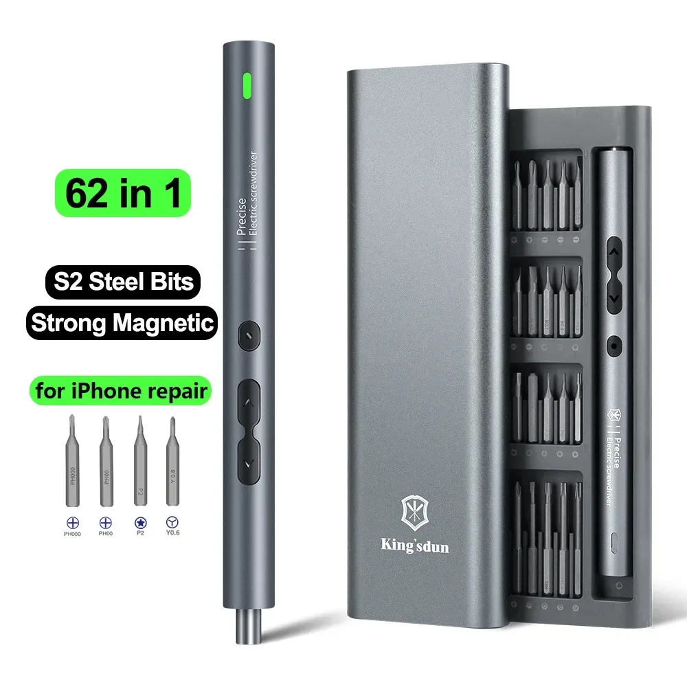 62/6-in-1-Elektroschraubendreher-Set, Präzisionsgriff, tragbare Elektrowerkzeug-Sets, kabellos, kabellos, kleine Bits für die Reparatur von Telefonuhren