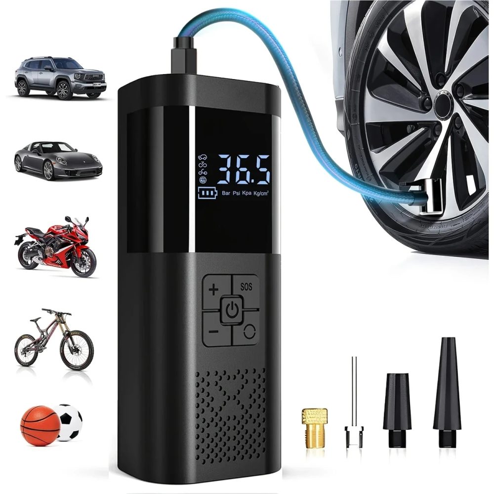 Tragbarer Auto-Luftkompressor, 3 x schnellere 150 PSI kabellose Reifenfüllpumpe mit Digitalanzeige für Auto, Motorrad, Fahrrad, Luftpumpe