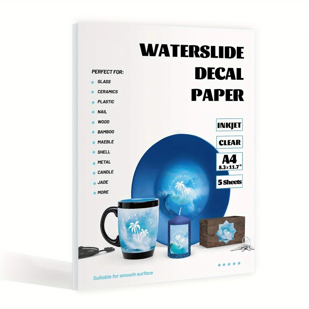 5/10/20 Stück A4 Transparentes Wasserschiebebild-Transferpapier für Tintenstrahldrucker, Hochauflösendes DIY-Designpapier für Tassen