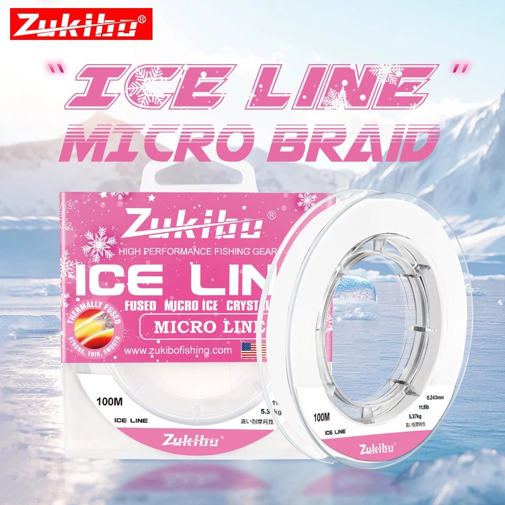 ZUKIBO Fused Micro Ice Crystal Thin Braid Angelschnur 0,05 mm-0,235 mm USA Design Translucent Superline Low Memory Soft Ice Line