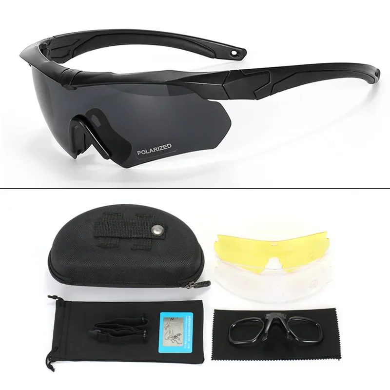 Militärische taktische Schutzbrille CS Airsoft winddichte Schießbrille HD 3-Linse Motocross Motorrad Bergsteigen sichere Brille
