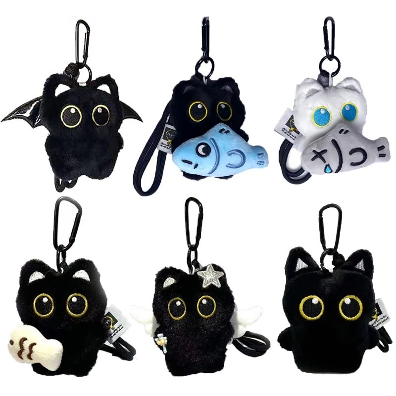 Niedlicher schwarzer Katzen-Plüschtier-Schlüsselanhänger, Cartoon-Kätzchen, weicher gefüllter Puppenanhänger, Autoschlüssel, Rucksack, Taschendekoration