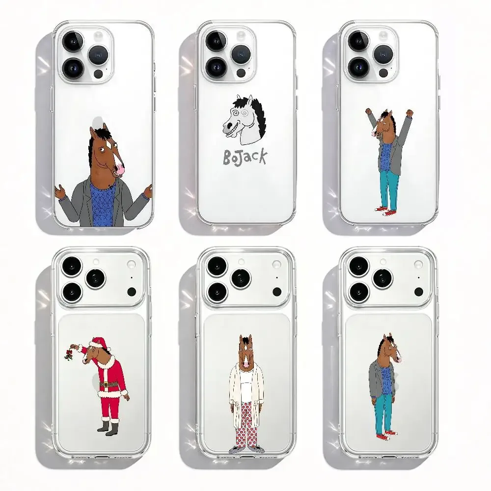 Cartoon B-BoJack H-Horseman Handyhülle Luxuriöse Weiche Transparente Hülle für iPhone 17 16 15 14 13 12 11 Pro Max Stoßfeste Schutzhülle