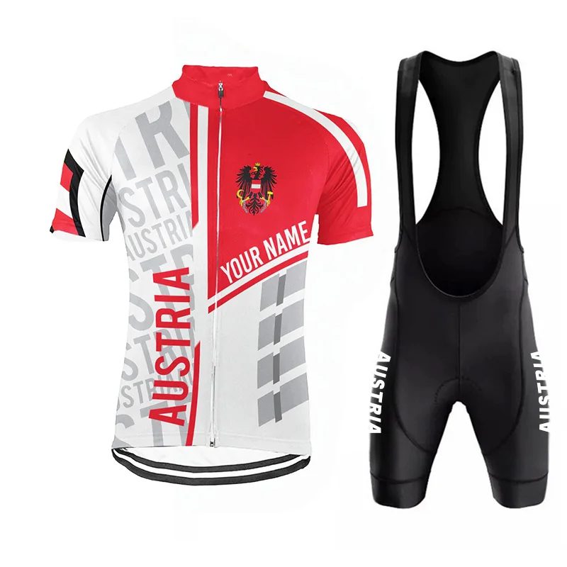 Maßgeschneidertes österreichisches Kurzarm-Radtrikot für Herren, Sport-Team-Set, Radtrikot, atmungsaktives Radsport-Top