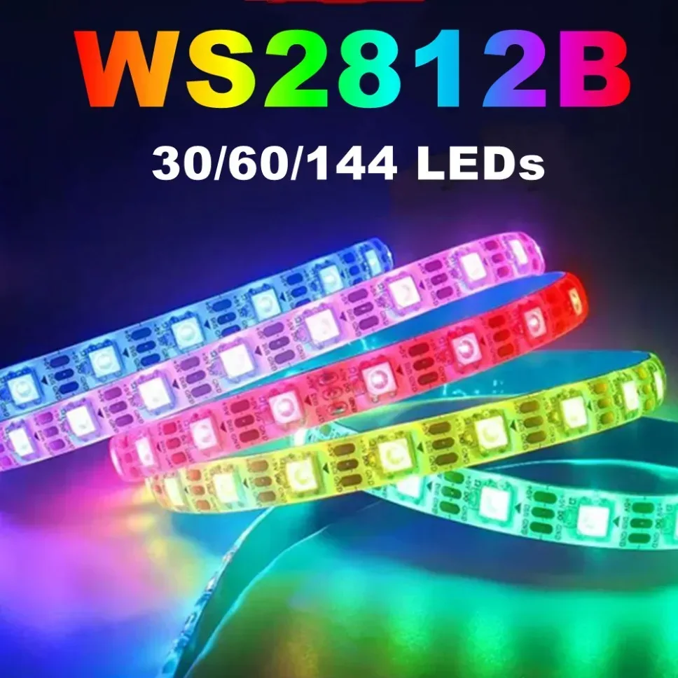 WS2812B 5050 RGBIC Smart LED-Streifen WS2812 Individuell adressierbarer IC 30/60/144 Pixel/LEDs/m Licht DC5V Schwarz Weiß IP30/65/67