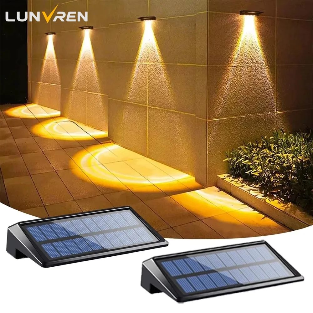 2er-Pack Solar-Wandleuchten, 4 LEDs, Solar-Zaunleuchten, wasserdichte Solar-Deckleuchten für den Außenbereich, Wandleuchten für Zaun, Pfosten, Hof, Weg