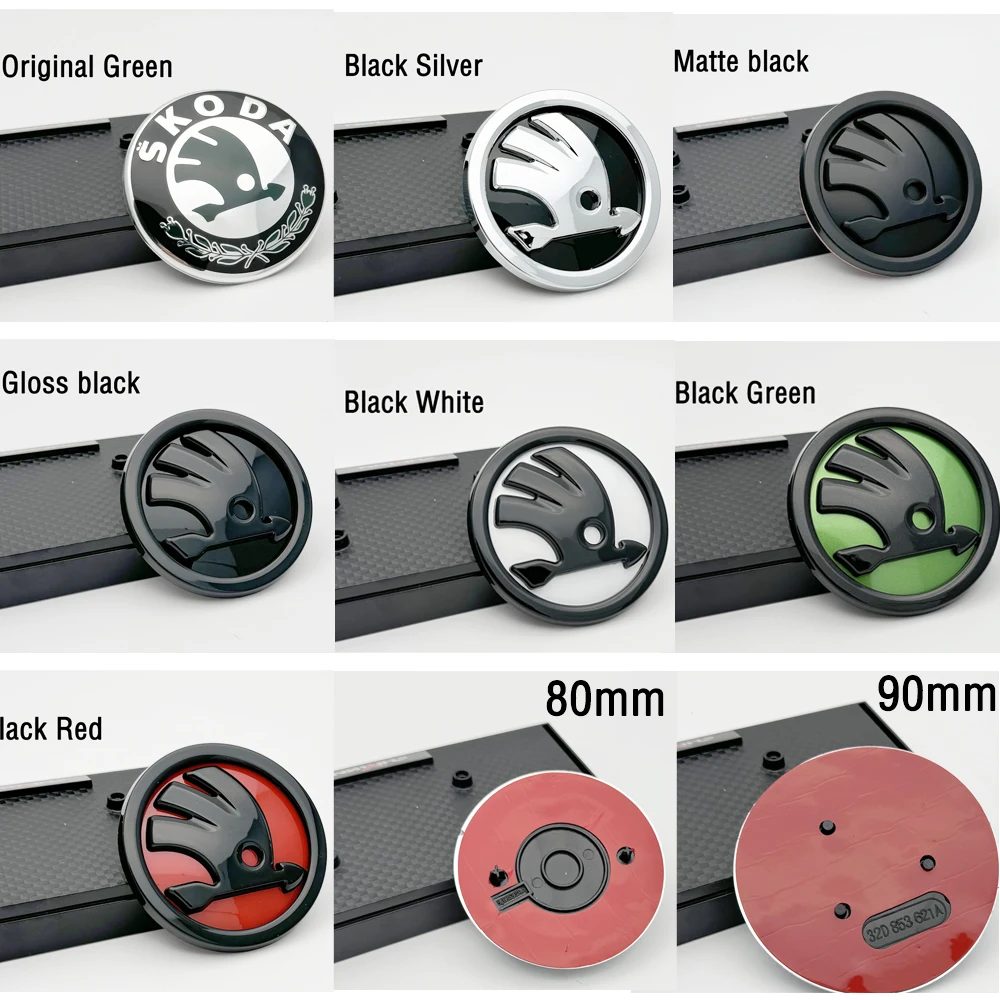 ABS 80mm 90mm Auto Front Kopf Haube Hinten Stamm Klassische modell Für Skoda Octavia Superb MK2 Fabia schnelle Roomster Abzeichen Emblem Sticke