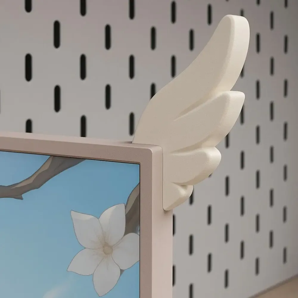 Ein Paar 3D-Druck, niedliche dekorative Ornamente, E-Sportzimmer, rosa Flügel, Monitor, dekorative Ornamente, kreative Geschenke für Freunde