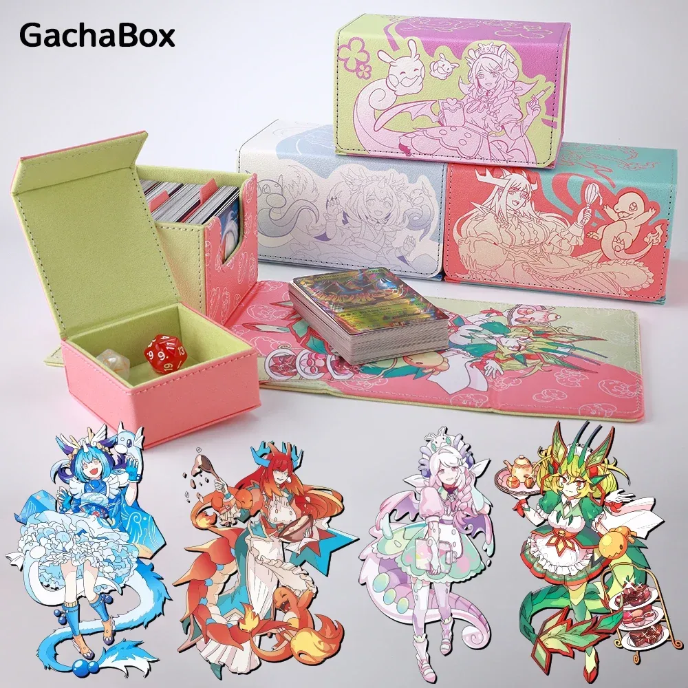 Wäscherei Dragonmaid Dragonite Deck Box Dicewinder für YGO PTCG, passend für 100 doppelärmelige Karten, Würfeltablett-Karten-Aufbewahrungsbox TCG OPCG