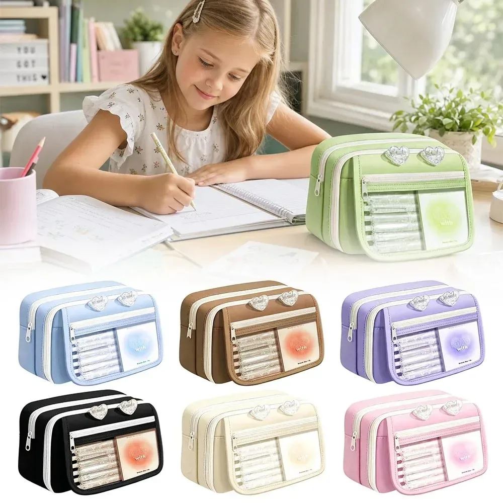 Neues Oxford-Federmäppchen mit Klappdeckel, mehrschichtiges Schreibwaren-Etui mit Fächern, leichter Stifte-Organizer für Mädchen