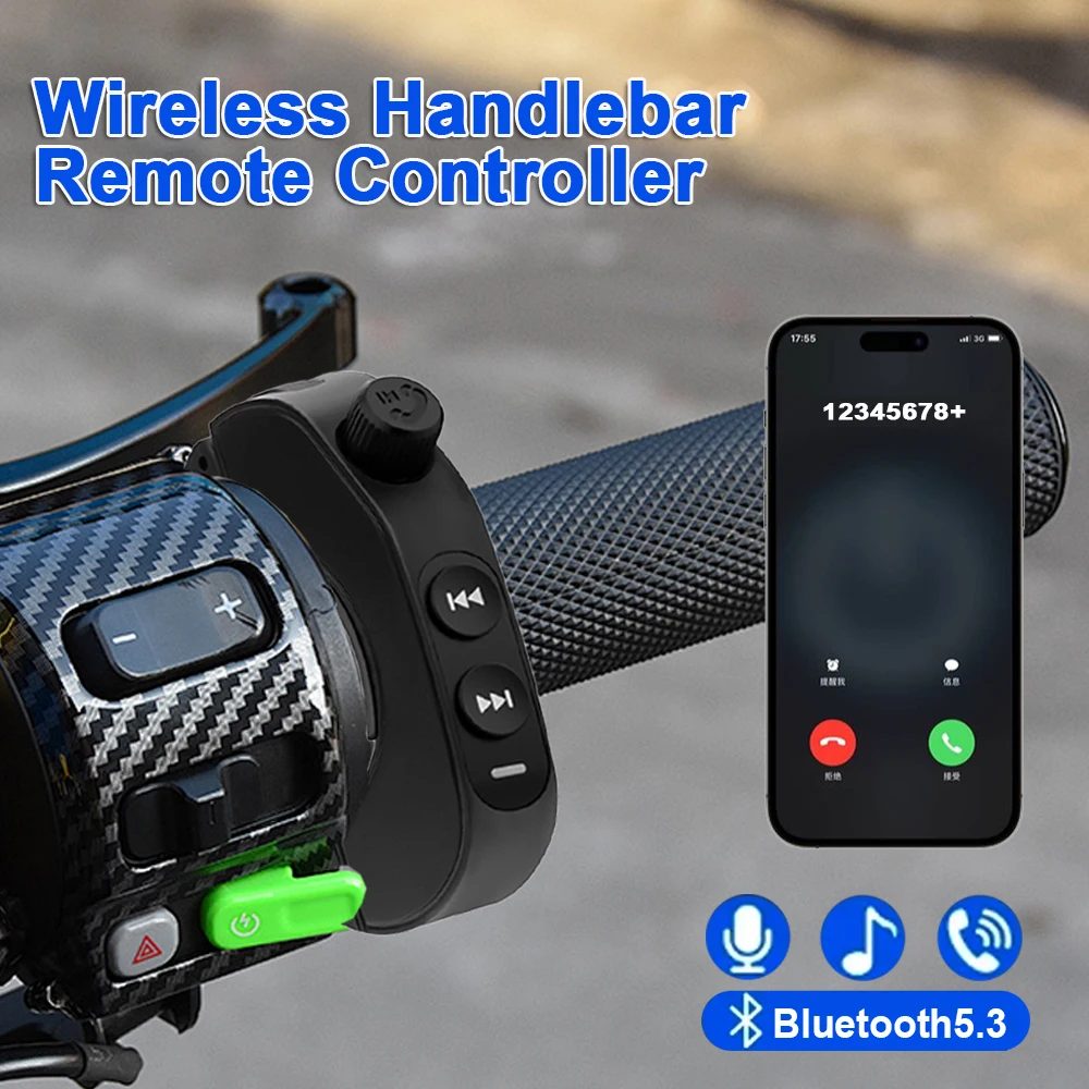 V5.3 Drahtlose Lenker Fernbedienung Motorrad Helm Headset Fernbedienung Tasten Freisprecheinrichtung Sprachassistent Kit Wasserdicht