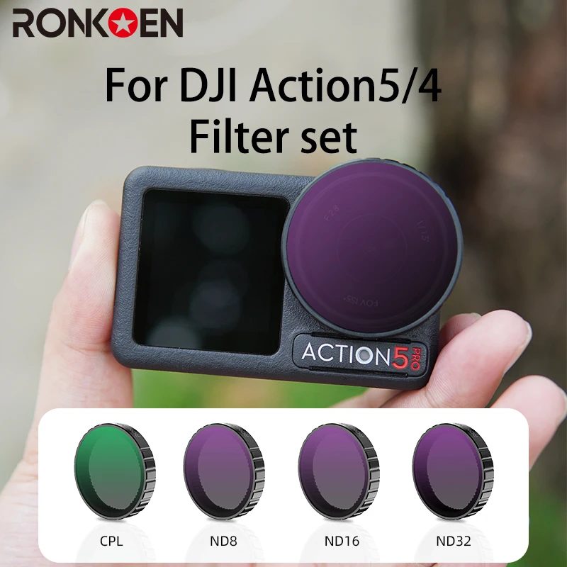 Ronkoen ND CPL Filter für DJI OSMO Action4/5Pro Action Kamera Zubehör CPL ND8 ND16 ND32 Objektiv Set Aluminium legierung Rahmen