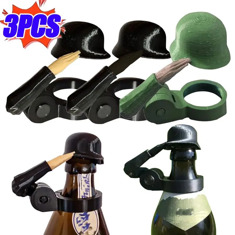 3/1PCS Kreative Soldat Gruß Bier Flasche Helm Staub-proof Deckel Saluting Pose Bier Flasche Kappe für BBQ Party Bar Bier Geschenke